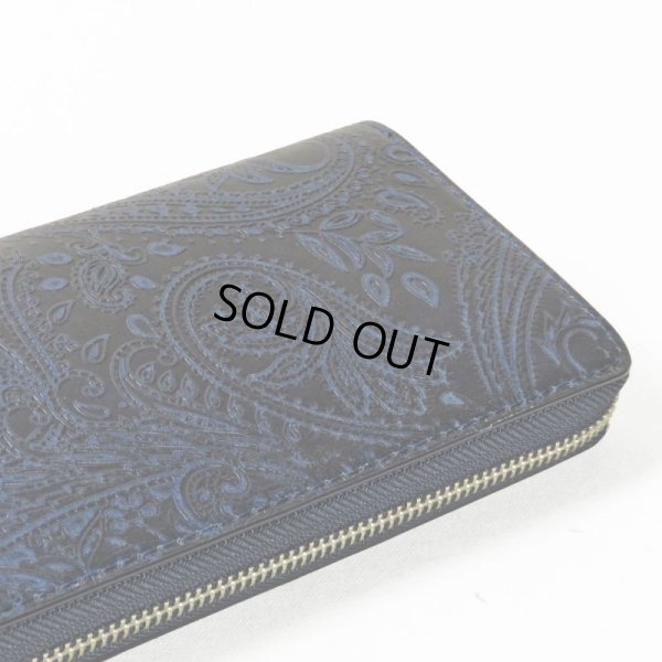 画像2: BAGGYPORT / バギーポート コーアイ 藍染レザーエンボスラウンドジップロングウォレット (2)