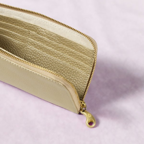 画像8: mononogu / もののぐ L字ジップロングウォレット 牛革メタリック (8)