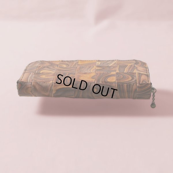 画像2: MAGNET / マグネット スキモレザー パッチワークラウンドファスナーロングウォレット WOOD (2)