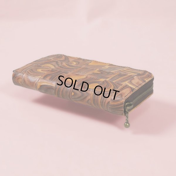 画像3: MAGNET / マグネット スキモレザー パッチワークラウンドファスナーロングウォレット WOOD (3)