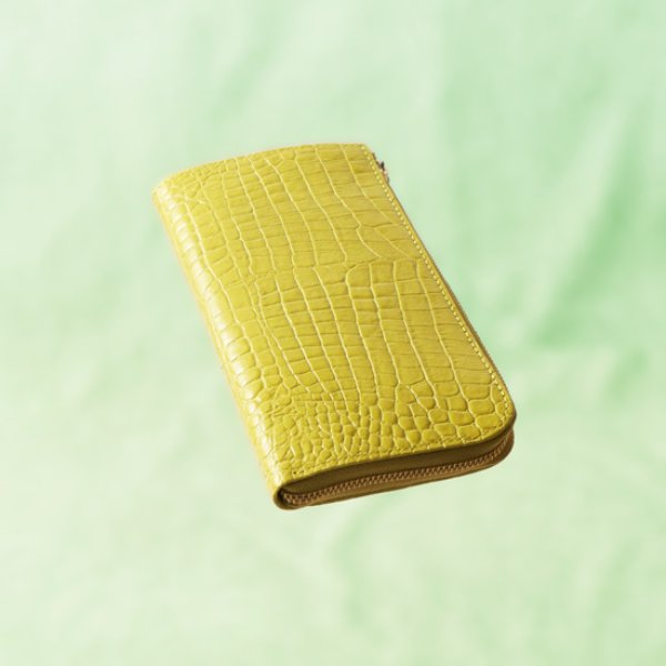 画像4: mononogu / もののぐ L字ジップロングウォレット クロコ型 (4)