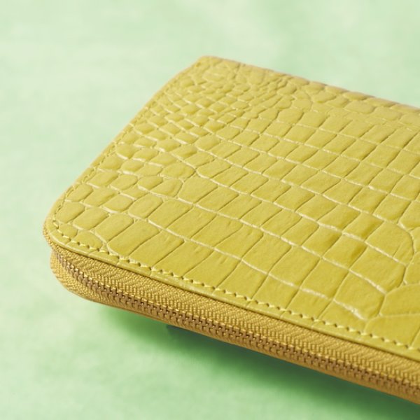 画像6: mononogu / もののぐ L字ジップロングウォレット クロコ型 (6)