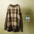 画像1: prit / プリット リーブルダブルフェイス×シャギーチェック切替ニットライクプルオーバー (1)