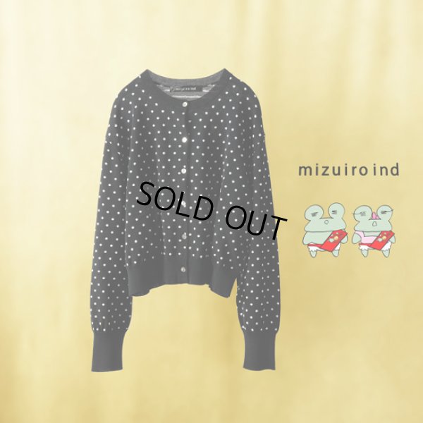 画像1: mizuiroind / ミズイロインド ドットジャガードクルーネックカーディガン (1)
