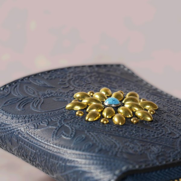 画像4: Re-ACT / リアクト スタッズフラワー Lファスナーコンパクトウォレット ペイズリー (4)