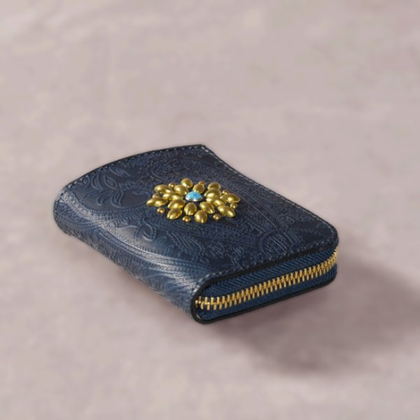 画像10: Re-ACT / リアクト スタッズフラワー Lファスナーコンパクトウォレット ペイズリー (10)