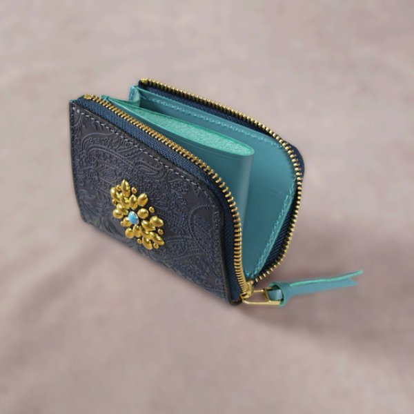 画像5: Re-ACT / リアクト スタッズフラワー Lファスナーコンパクトウォレット ペイズリー (5)