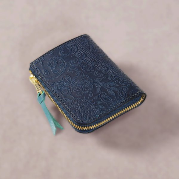 画像11: Re-ACT / リアクト スタッズフラワー Lファスナーコンパクトウォレット ペイズリー (11)