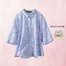画像1: mizuiroind / ミズイロインド プリントフレアショートシャツ (1)