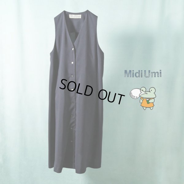 画像1: MidiUmi / ミディウミ Vネックロングジレワンピース (1)