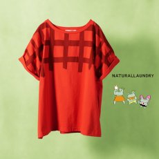 画像1: NATURALLAUNDRY / ナテュラルランドリー 空紡天竺 チェックパターンTシャツ (1)