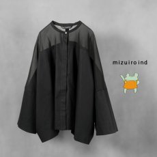 画像1: mizuiroind / ミズイロインド シアーボイルミックス スタンドカラーワイドシャツ (1)