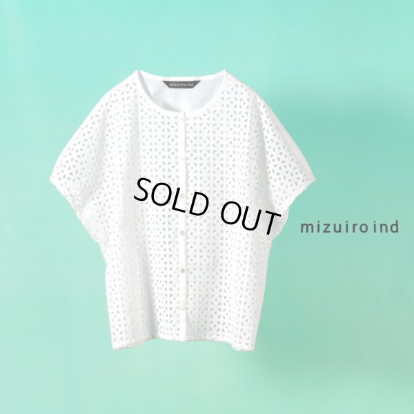 画像1: mizuiroind / ミズイロインド レースクルーネックノースリーブシャツ (1)