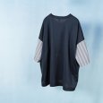 画像7: prit / プリット シルケット天竺×サテンストライプ 切替５分袖ワイドシャツ (7)