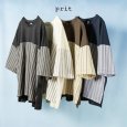 画像1: prit / プリット シルケット天竺×サテンストライプ 切替５分袖ワイドシャツ (1)