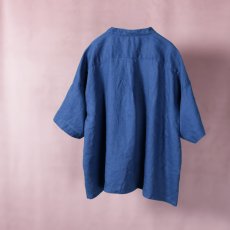 画像7: prit / プリット フレンチリネンキャンバス 5分袖スタンドカラーポケットワイドシャツ (7)