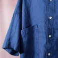 画像4: prit / プリット フレンチリネンキャンバス 5分袖スタンドカラーポケットワイドシャツ (4)