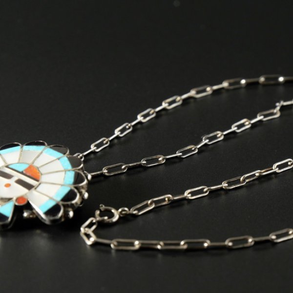 画像4: Indian Jewelry / インディアンジュエリー インレイブローチペンダント サンフェイス (4)