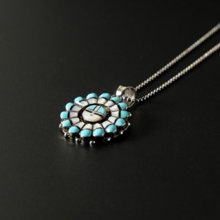 【インディアン・ネイティブ】サンフェイスブローチ　ペンダントトップ Indian Jewelry / インディアンジュエリー インレイブローチ