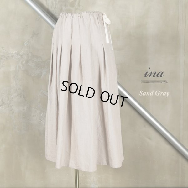 画像8: ina / イナ ウエスト紐 アイリッシュリネンタックスカート (8)