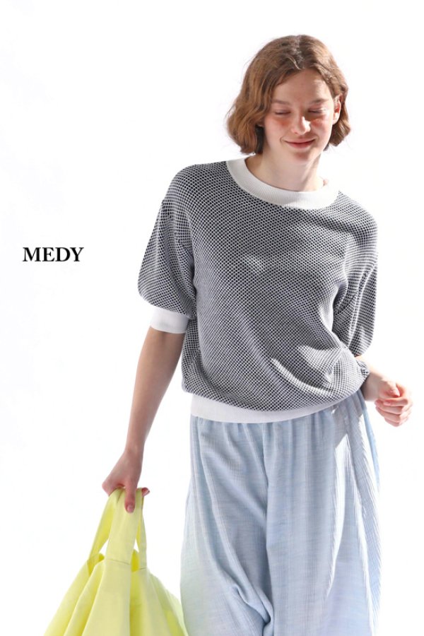 画像2: KELEN / ケレン バイカラーメッシュニットトップス MEDY (2)