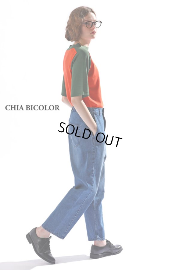 画像10: KELEN / ケレン バイカラーハーフスリーブニットトップス CHIA BICOLOR (10)