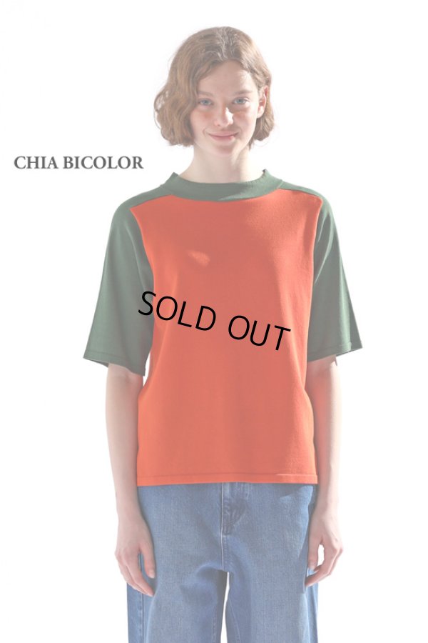 画像4: KELEN / ケレン バイカラーハーフスリーブニットトップス CHIA BICOLOR (4)