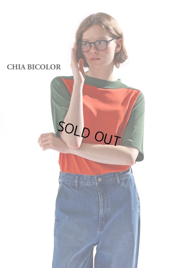 画像8: KELEN / ケレン バイカラーハーフスリーブニットトップス CHIA BICOLOR (8)