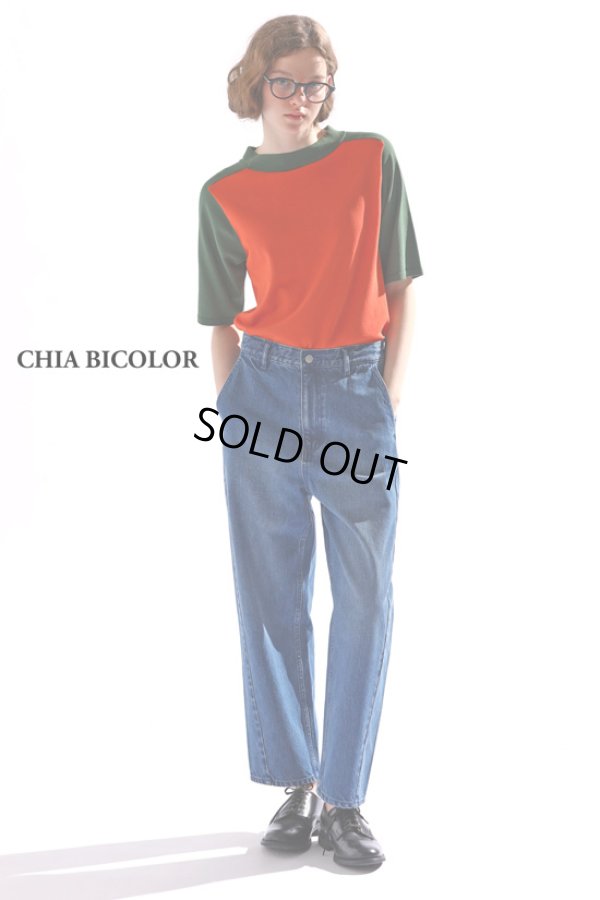 画像3: KELEN / ケレン バイカラーハーフスリーブニットトップス CHIA BICOLOR (3)