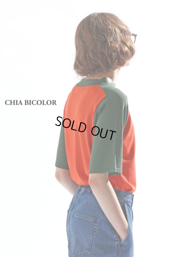 画像9: KELEN / ケレン バイカラーハーフスリーブニットトップス CHIA BICOLOR (9)