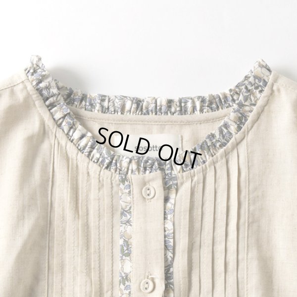 画像3: sosotto / ソソット 麻レーヨンリバティパイピング ピンタックフリル衿ブラウス (3)