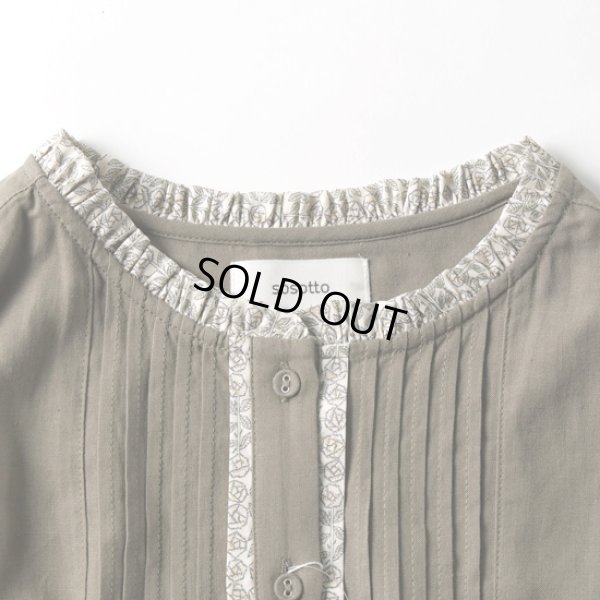 画像13: sosotto / ソソット 麻レーヨンリバティパイピング ピンタックフリル衿ブラウス (13)