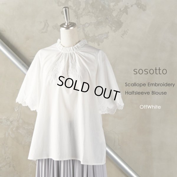 画像13: sosotto / ソソット スカラップ 刺しゅう半袖ブラウス (13)