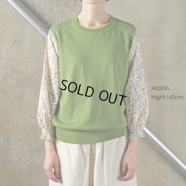 画像10: sosotto / ソソット リネンコットンリバティ袖ドッキングプルオーバー7分袖 (10)