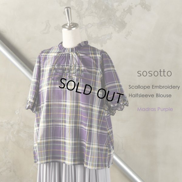 画像12: sosotto / ソソット スカラップ 刺しゅう半袖ブラウス (12)