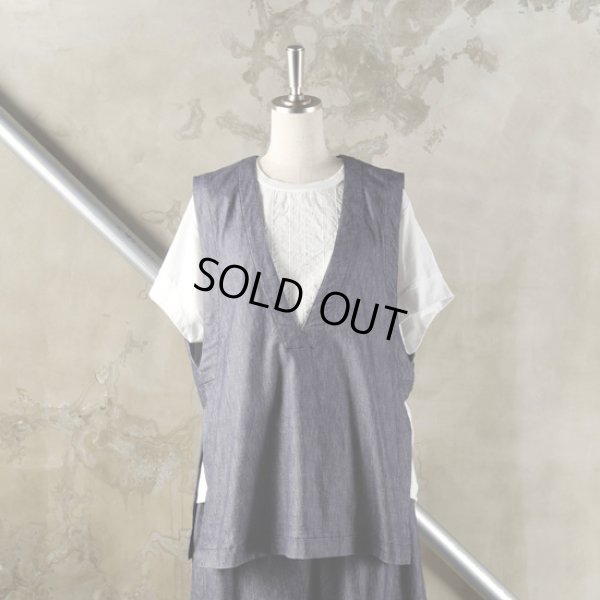 画像8: prit / プリット コットンリネンストレッチデニム Vネックサイドスリットベスト (8)