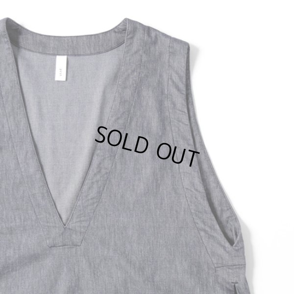 画像4: prit / プリット コットンリネンストレッチデニム Vネックサイドスリットベスト (4)