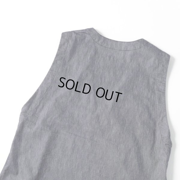 画像7: prit / プリット コットンリネンストレッチデニム Vネックサイドスリットベスト (7)