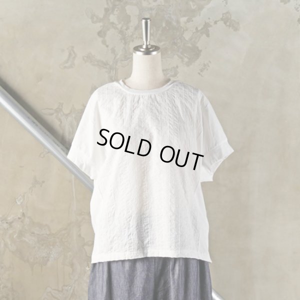 画像8: prit / プリット ハイゲージ天竺×ローンパターンフラワー刺しゅう 切替ショートスリーブプルオーバー (8)