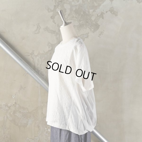 画像9: prit / プリット ハイゲージ天竺×ローンパターンフラワー刺しゅう 切替ショートスリーブプルオーバー (9)