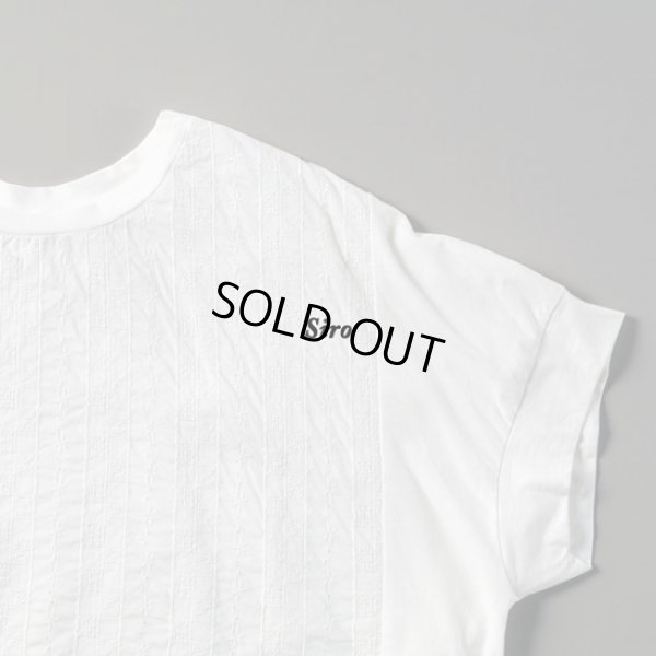 画像2: prit / プリット ハイゲージ天竺×ローンパターンフラワー刺しゅう 切替ショートスリーブプルオーバー (2)