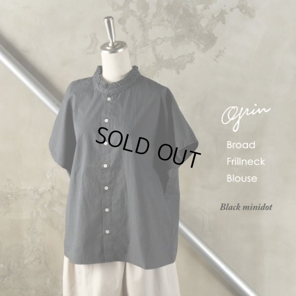 画像2: grin / グリン ブロード フリルネックブラウス (2)