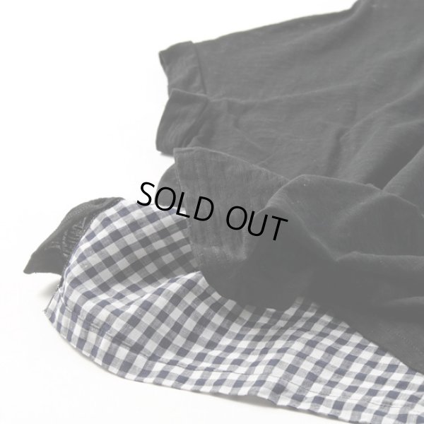 画像8: prit / プリット 天竺×フレンチリネン ギンガムチェック切替 ショートスリーブプルオーバー (8)