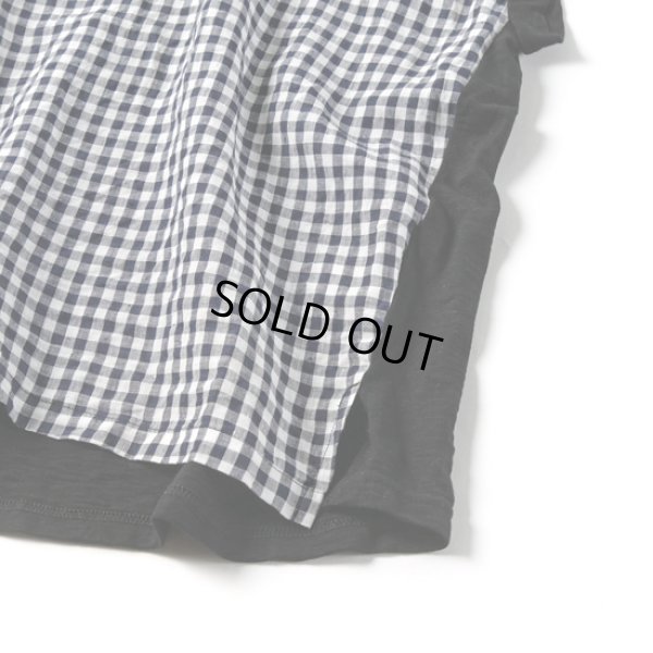 画像5: prit / プリット 天竺×フレンチリネン ギンガムチェック切替 ショートスリーブプルオーバー (5)