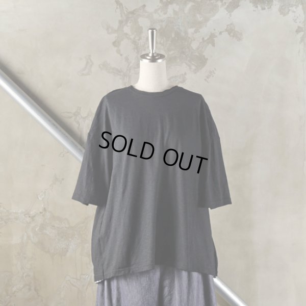 画像8: prit / プリット 天竺×フレンチリネン ギンガムチェック切替 バックスリットTシャツ (8)