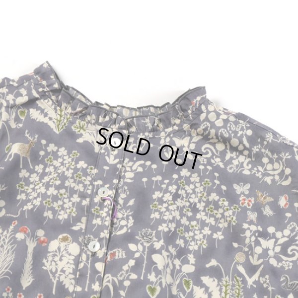 画像4: sosotto / ソソット リバティープリント 裾ドロストフリル衿プルオーバーブラウス (4)