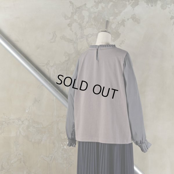 画像12: sosotto / ソソット アンティークサテン 袖ドッキング フリルカラープルオーバー (12)