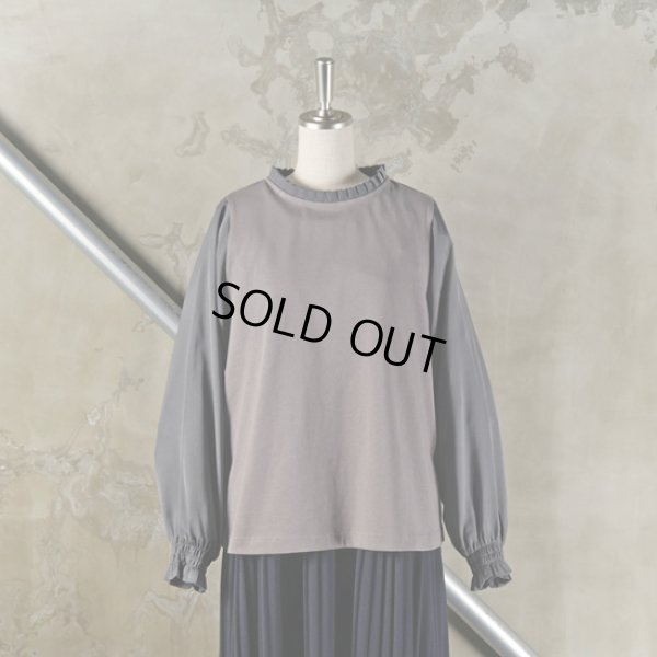 画像10: sosotto / ソソット アンティークサテン 袖ドッキング フリルカラープルオーバー (10)