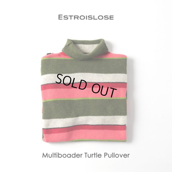 画像2: ESTROISLOSE / エストゥロワルーズ コットンカシミヤマルチボーダー タートルプルオーバー (2)