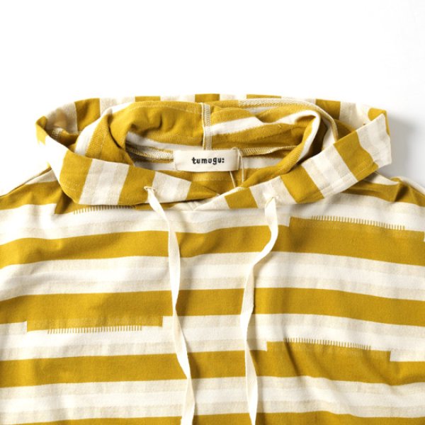 画像2: tumugu / ツムグ でこぼこインレーボーダー フードプルオーバー (2)